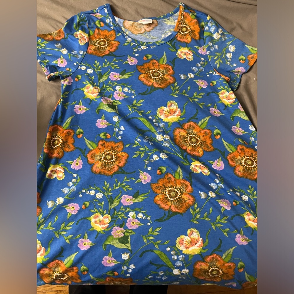 LuLaRoe Blue Jesse Dress Orange/Purple Florals